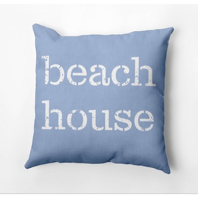 18"x18" 'Beach House' Square Throw Pillow Blue - e by design: Coastal Decor, Indoor Accent