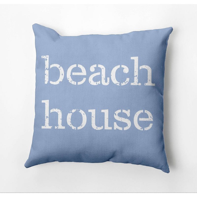 18&#34;x18&#34; &#39;Beach House&#39; Square Throw Pillow Blue - e by design, 1 of 5