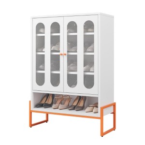 TiramisuBest Double Door Shoe Cabinet, Adjustable Compartments & Moisture-Proof Design, Space-Saving Entryway Organizer, White - 1 of 4