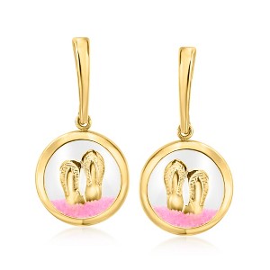 Ross-Simons 14kt Yellow Gold Sandals and Pink Sand Drop Earrings - 1 of 2