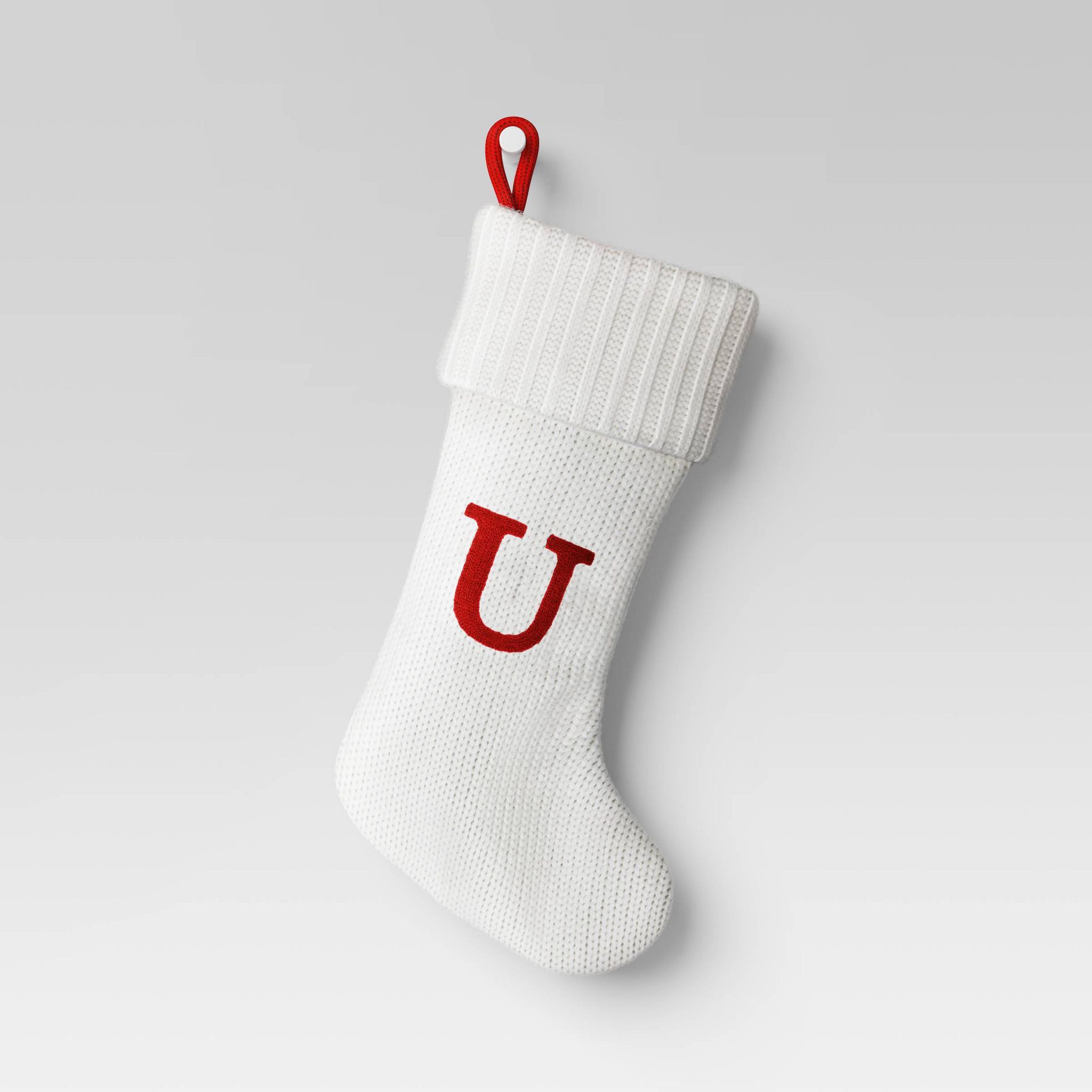 Knit Monogram Christmas Stocking White U - Wondershop™