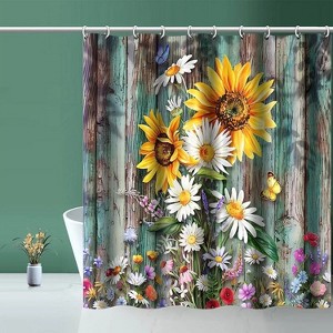 LunaLulinlk Fabric Sunflower Shower Curtains, Boho Shower Curtains for Bathroom - 1 of 4