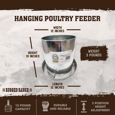 15-Pound Galvanized Hanging Poultry Feeder with Adjustable Height