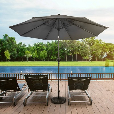 10-Foot Gray Steel Outdoor Patio Umbrella with Auto Tilt