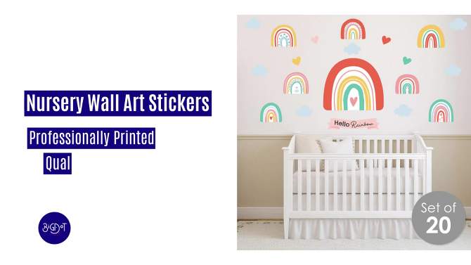 Big Dot of Happiness Hello Rainbow - Peel and Stick Nursery and Kids Room Vinyl Wall Art Stickers - Wall Decals - Set of 20, 2 of 10, play video