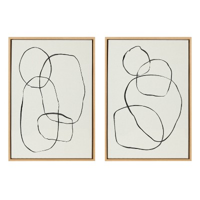 (Set of 2) 23" x 33" Sylvie Going in Circles Framed Textured Canvas Set by Teju Reval Natural - Kate & Laurel All Things Decor