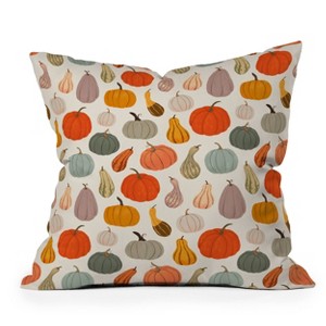 16"x16" Avenie Fall Pumpkin and Squash Square Throw Pillow - Deny Designs: Abstract Design, Removable Cover, Indoor Decor - 1 of 4