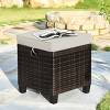 Tangkula Set of 2 Patio Rattan Ottoman Footrest Garden Outdoor w/ Brown Cushion - 3 of 4