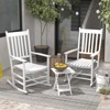 Outsunny Wooden Rocking Chair Set, Curved Armrests, High Back, Slatted Top Table Outdoor Rocker Set - 2 of 4