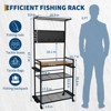 Fishing Rod Holders for Garage, 3-Tier Fishing Pole Rack Holds Up to 12 Rods with Pegboard and Hooks - 2 of 4