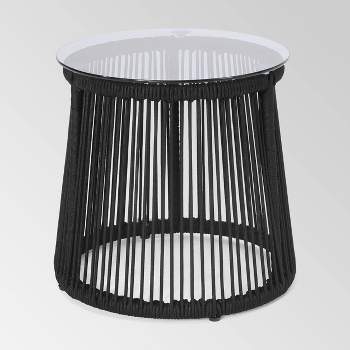 Moonstone Rope Weave Modern Side Table - Black - Christopher Knight Home