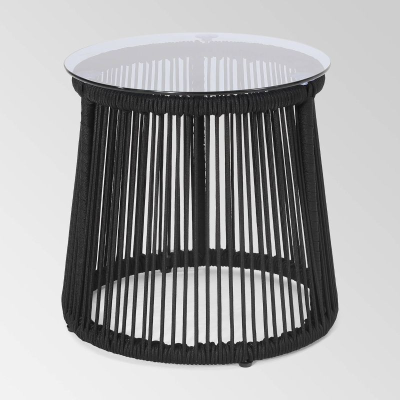 Moonstone Rope Weave Modern Side Table - Black - Christopher Knight Home, 1 of 6