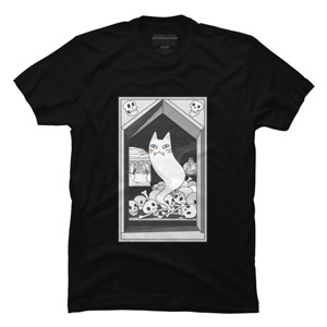 Men's Design By Humans Ghost cat the Keeper of the Crypt By runcatrun T-Shirt - 1 of 2