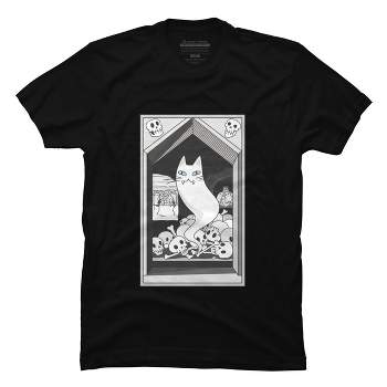 Men's Design By Humans Ghost cat the Keeper of the Crypt By runcatrun T-Shirt