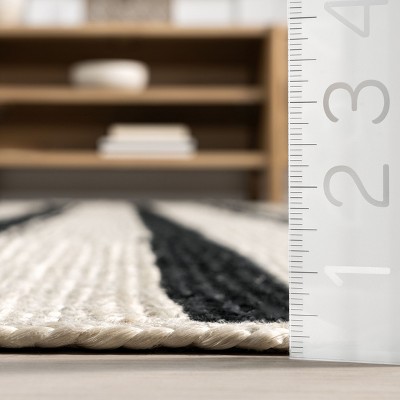 Black and White Striped Handmade Jute 6' x 9' Area Rug