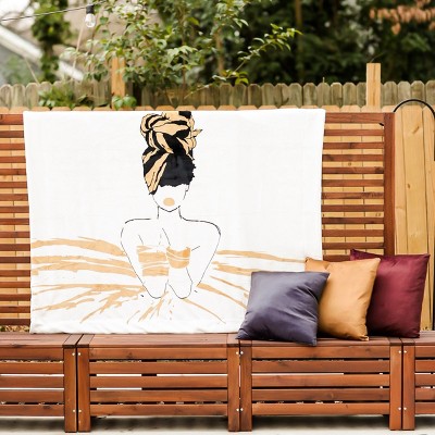 Oro White and Gold Sherpa Fleece Reversible Throw Blanket