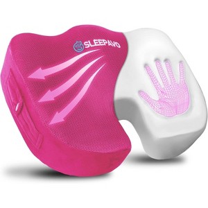 Sleepavo Pink Memory Foam Seat Cushion for Office Chair - Cooling Gel Pillow for Sciatica Coccyx Tailbone & Lower Back Pain Relief - Lumbar Support - 1 of 4