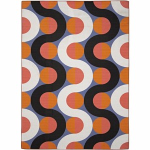 HomeStock Outdoor Washable Jupiter Orange & Pink 5' X7', Machine Woven with Printed Designs, Coastal - 1 of 4