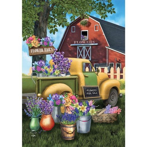 Flower Barn Spring House Flag Pickup Truck Barn Floral 28" x 40" Briarwood Lane - image 1 of 4