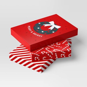 3ct Christmas Shirt Box Candy Canes Stripes Wreath - Wondershop™ - 1 of 3