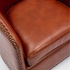 Okak Fine Modern Faux Leather 360° Swivel Chair Accent Chair with Soft Cushion Barrel Sofa Armchair with Round Base for Lounge Bedroom, Caramel - 3 of 4