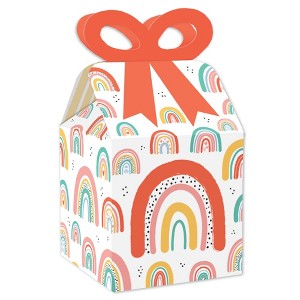 Big Dot of Happiness Hello Rainbow - Square Favor Gift Boxes - Boho Baby Shower and Birthday Party Bow Boxes - Set of 12 - 1 of 4