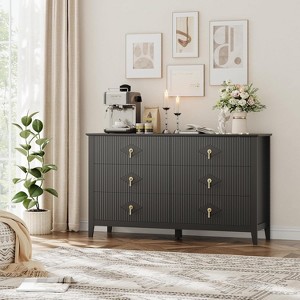 42.9" Tall Fluted Dresser - 5-Drawer Wood Storage Cabinet for Bedroom & Living Room - 1 of 4