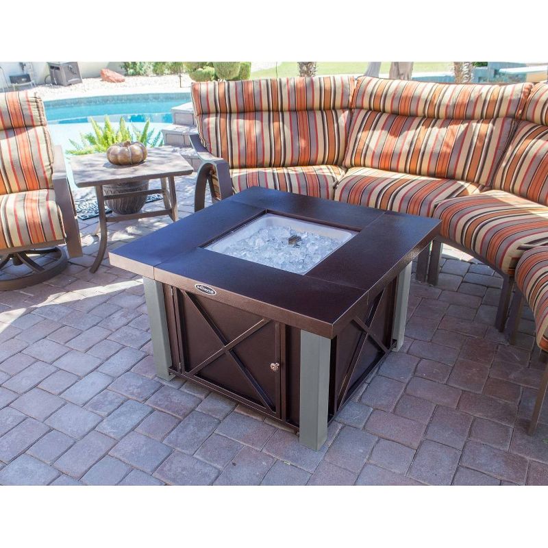 Square Powder Coated Steel Propane Fire Pit - Brown - AZ Patio Heaters, 6 of 10