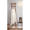 Saro Lifestyle Throw with Stripe Design and Chunky Tassels, Beige, 50"x60" - 4 of 4