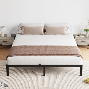 6 to 14 Inch Bed Frame with Under Bed Storage, Heavy Duty Metal Platform - Easy Assembly, No Box Spring Needed, Black - 1 of 4