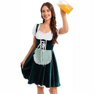 Clearlove Women's Dirndl Velvet V-Neck Ruffled Sleeve Dress Elegant Soft Velvet Holiday Party Dress - 1 of 4