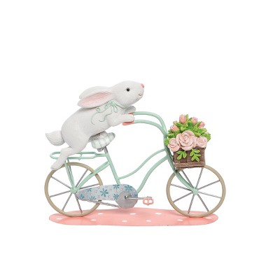 C&F Home Bunny Ride Bike W/ Flower Easter Figurine