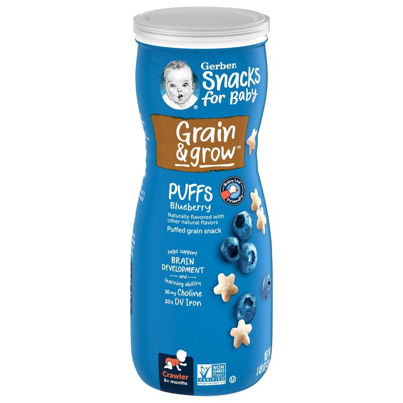 Gerber Puffs Blueberry Non-GMO Cereal Snack - 1.48oz, 3 of 8