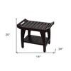 HomeRoots Contemporary Teak Shower Bench With Shelf And Handles In Brown Finish - 2 of 4