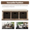 PAGED Rustic Storage Bench with 3 Removable Classic Rattan Basket, Linen Blend Ottoman with Storage & Removable Cushion, Entryway Bench -No Assembly - 4 of 4