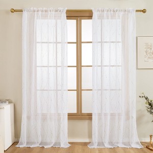 Deconovo Sheer Line with Dots Curtains(2 Panel) - 1 of 4