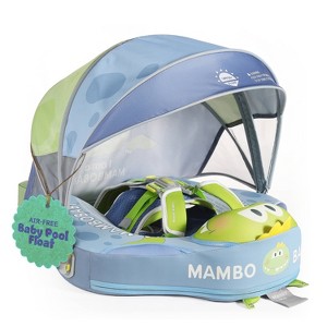Mambobaby Sunny Navigator Baby Pool Float with Canopy Novelty Float - T-Rex Blue - 1 of 4