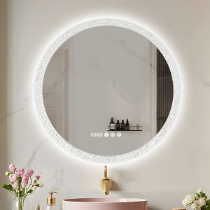 Hyleory Round Mirror for Bathroom, Lighted Makeup Vanity Mirror, Wall-Mounted, Anti-Fog - 1 of 4