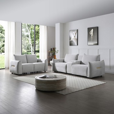 Power Leather Recliner Sofa Set w/ USB, Storage & Cup Holders. Electric Adjustable Backrest & Footrest - Luxury Functional Sofa