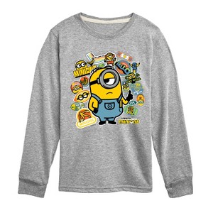 Boys' - Despicable Me Minions - Minion & Banana Stickers Long Sleeve Graphic T-Shirt - 1 of 4