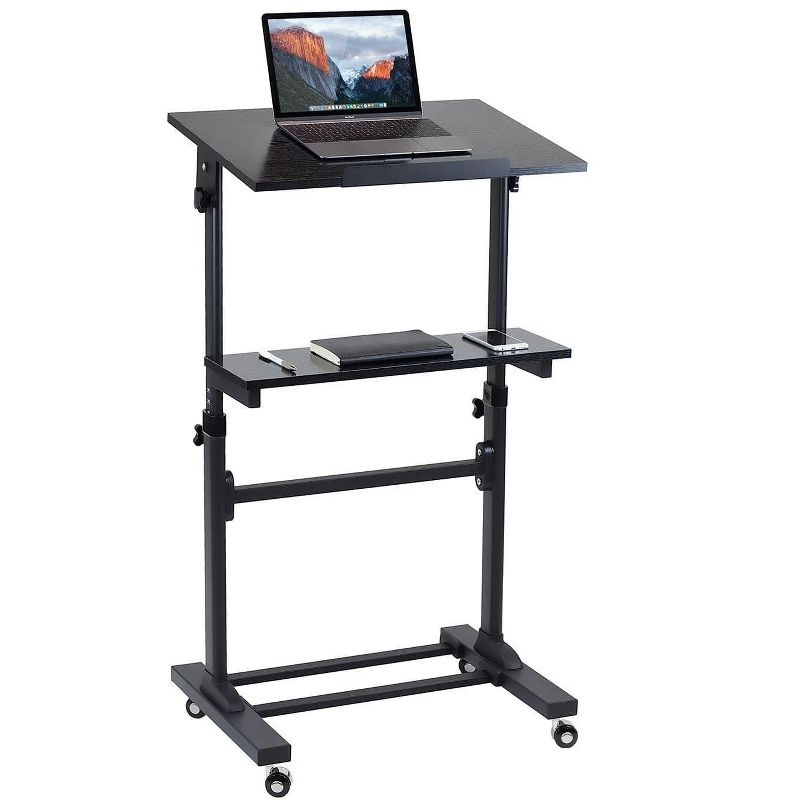 Mount-It! Mobile Stand Up Desk | Portable Podium and Presentation Lectern Height-Adjustable Multi-Purpose Standing Workstation | Black, 2 of 12