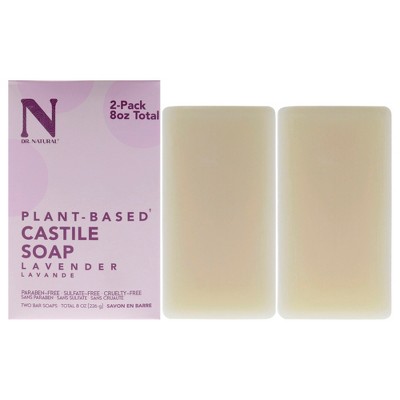 Dr. Natural Castile Bar Soap - Multipurpose Soap Bar with Anti-Acne Properties - For Face, Body and Hair - Sensitive Skin Body Wash - Lavender - 2 pcs