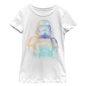 Girl's Star Wars Stormtrooper Watercolor Print T-Shirt - 1 of 4
