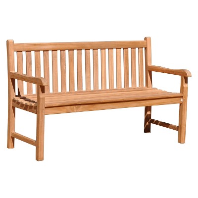 Teak Heritage Outdoor Two Seater Bench - Natural Finish - Courtyard Casual