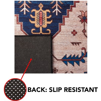 Tucson 5' x 8' Blue and Rust Machine Washable Area Rug