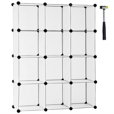 Costway 12 Cube Storage Organizer Plastic Organizer Units w/ Steel Frame White