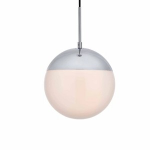 Elegant Lighting Eclipse 1 Light Chrome Pendant With Frosted White Glass - 1 of 4