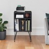 MAYEERTY Black Record Player Stand - With Metal Legs, Vinyl Cabinet for Living Room - 3 of 4