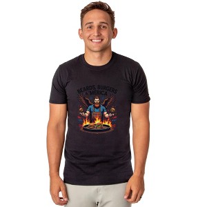 Fourth Of July Men's Beards, Burgers & 'Merica Dad BBQ Funny T-Shirt - 1 of 4