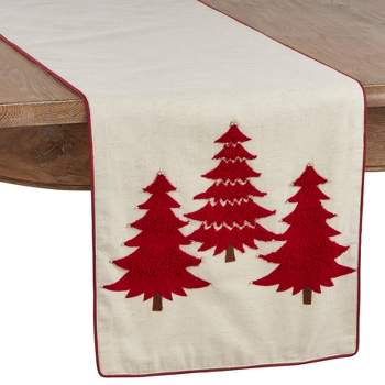 Saro Lifestyle Embroidered Christmas Tree Dining Table Runner